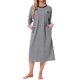 thumbnail image 1 of INSPIRE CHIC Camisón de Manga Larga de Algodón para Mujer Vestido de Dormir Midi a Rayas con Soporte de Sujetador Incorporado S Gris, 1 of 6