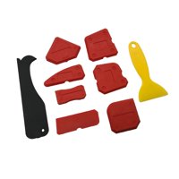 Ioensy - 9 Piezas Herramienta De Acabado De Calafateo Raspador De Ángulo De Pegamento De Vidrio Para Piso Baño Rojo