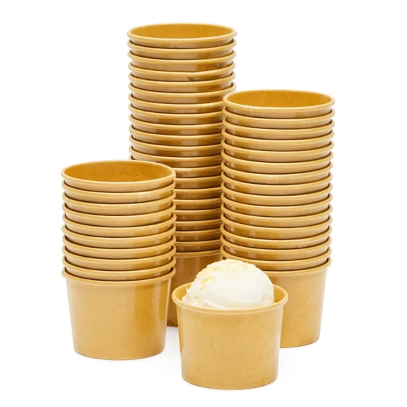 Vasos de postre Juvale Brown Paper para helado, 150 ml, 50 unidades