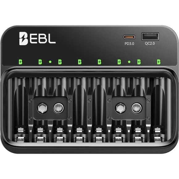 Cargador EBL PD 20W Pilas AA AAA 9V NiMH NiCD USBC