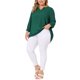 thumbnail image 2 of Agnes Orinda Blusa de Chifón para Mujer Tallas Grandes Cuello Dividido Dobladillo Alto Bajo Mangas 3/4 2024 1X Verde, 2 of 6