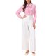 thumbnail image 2 of INSPIRE CHIC Blusa de Mujer para Regreso a Clases con Botones, Cuello Peter Pan, Lazo en el Cuello, Blusa de Color Sólido L Rosa Empolvado, 2 of 5