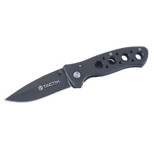 Navaja Plegable Hoja Negra Y Mango Con Agujeros Tactix