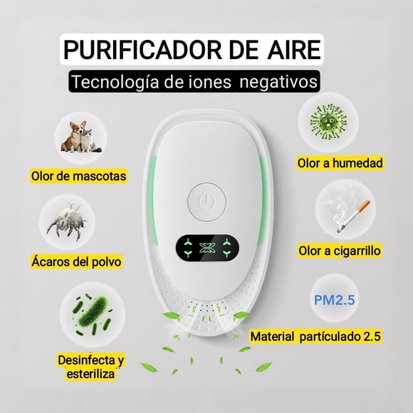 Purificador de aire de iones. Elimina olor a cigarro, humedad, polvo, PM 2.5, olor a mascotas