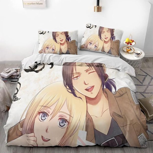 Attack -on- Giant Win-gsofLibe-rty -Anime -Soft 3D Prin-ed Duve-t Cover Bedd-ng Set -with Co-mforter C-over