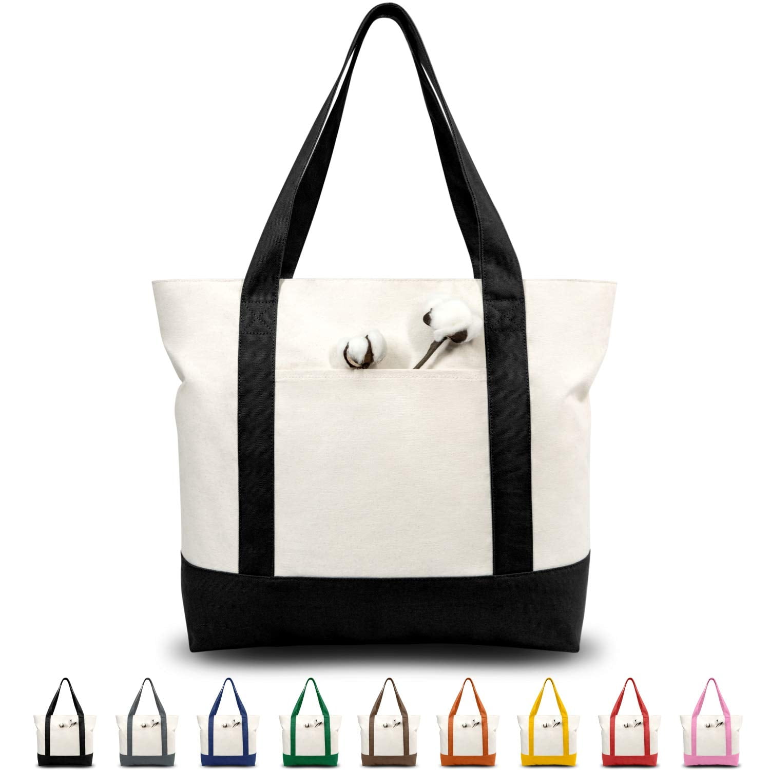 Topdesign - Bolsa De Lona Elegante Con Diseño Superior Y Bolsillo Externo, Paquete De 30