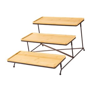 Magideal - Bandeja Para Servir De 3 Niveles, Platos De Cena Para Expositor De Aperitivos, Bandeja Para Servir Escalonada De 13,46 Pulgadas Para Sándwiches, Queso Marco Negro