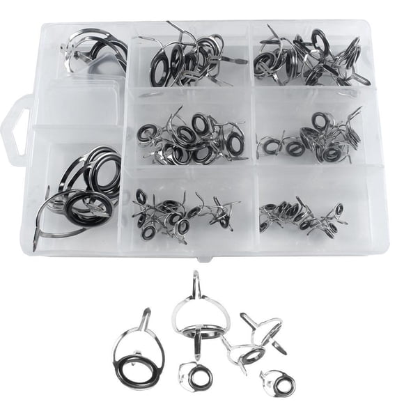 La ca?a de pescar del acero inoxidable 60pcs guía el kit de reparación de la barra de los anillos de la extremidad con la caja