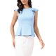 thumbnail image 4 of INSPIRE CHIC Top Peplum para mujer de verano, casual, con volantes, manga corta, camiseta con cuello redondo, blusa L Azul Claro, 4 of 6
