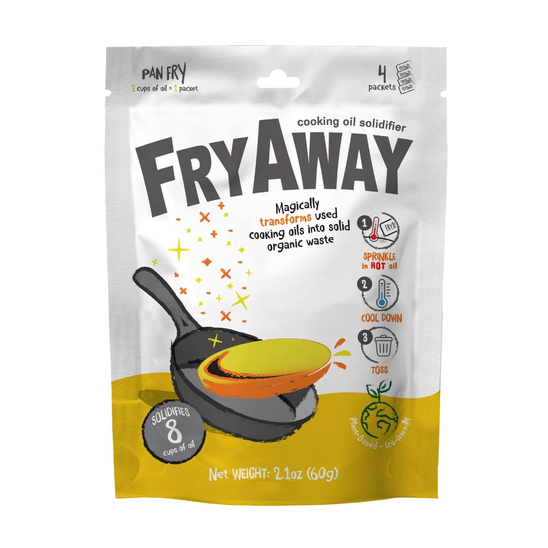 Fryaway - Polvo Solidificador De Aceite Para Freír En Sartén, Residuos De Cocción, 4 Usos