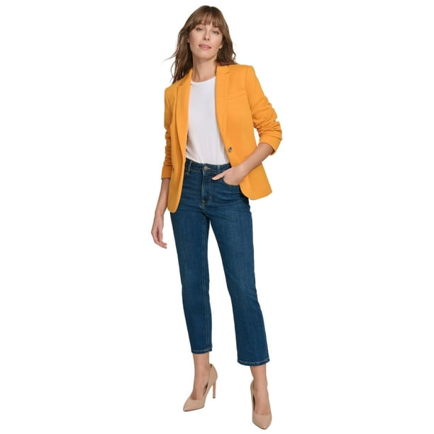 Blazer Tommy Hilfiger para mujer, diseño de girasol con un botón, talla 14