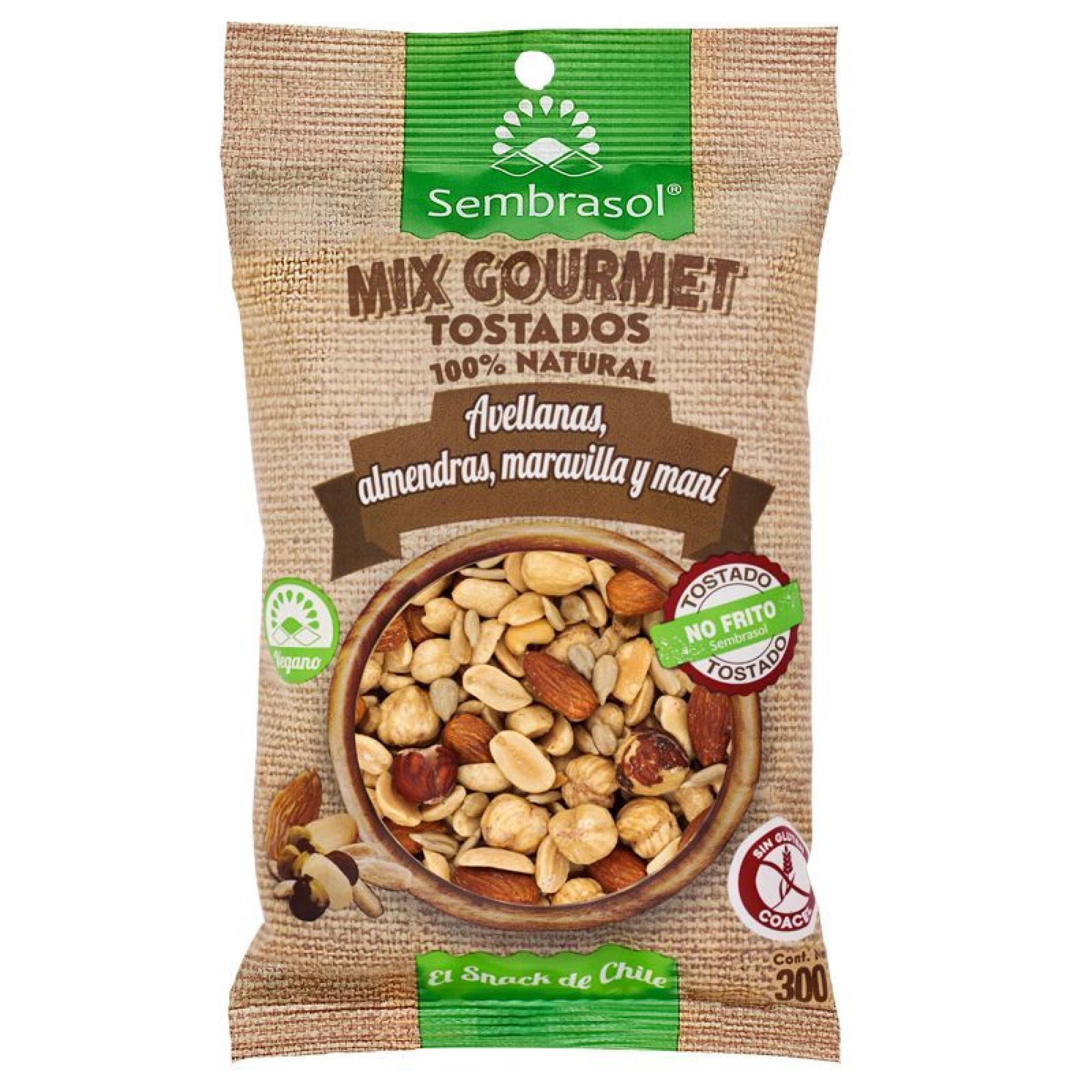 Mix Frutos Secos Mix Gourmet: Avellanas, Almendras, Maravilla Y Maní 300 gr Sembrasol