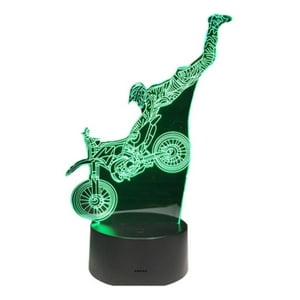 Lelumania - Lampara Ilusion 3D Motocross Mano De 7 Colores, Base Touch