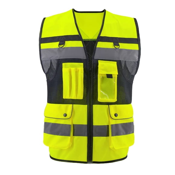 Chaleco de seguridad OPLERAI reflectante de alta visibilidad para hombre, amarillo
