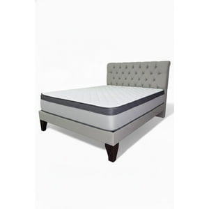Vitelio - Cama King Plazas Gris Claro Europea Incluye Base+Respaldo+Colchon