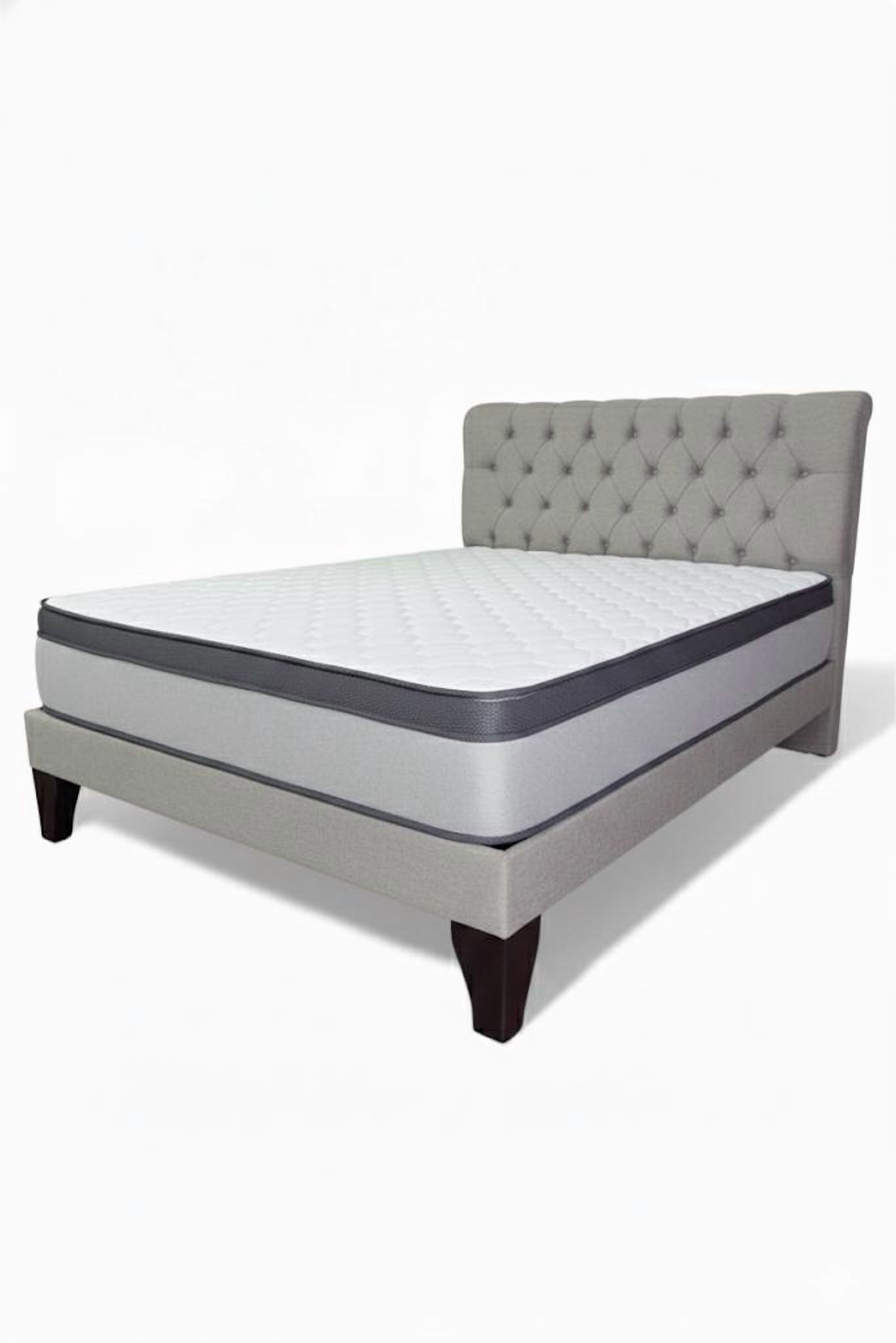 Vitelio - Cama King Plazas Gris Claro Europea Incluye Base+Respaldo+Colchon