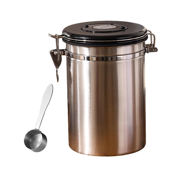 Contenedor de Café, Herramienta de Tanque de Almacenamiento Sellado de Granos de Café para El Hogar, Botes de Azúcar de Té, Tanque de Almacenamiento H plata 1.8L