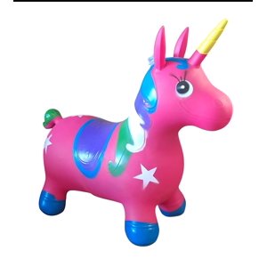Vipnetwork - Unicornio Saltarín Inflable Con Sonido Fucsia Azul