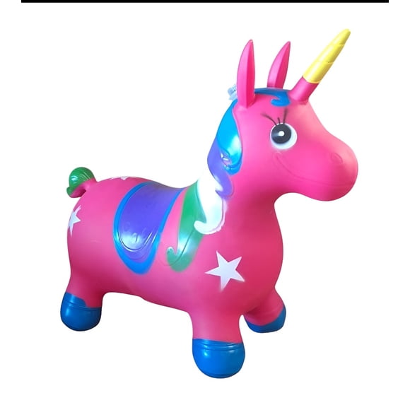 Unicornio Saltarín Inflable Con Sonido Fucsia Azul