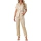 thumbnail image 1 of INSPIRE CHIC Conjunto de pijama de satén para mujer con botones, manga corta y pantalones largos, conjunto de ropa de dormir a rayas sólidas XS Champán, 1 of 6