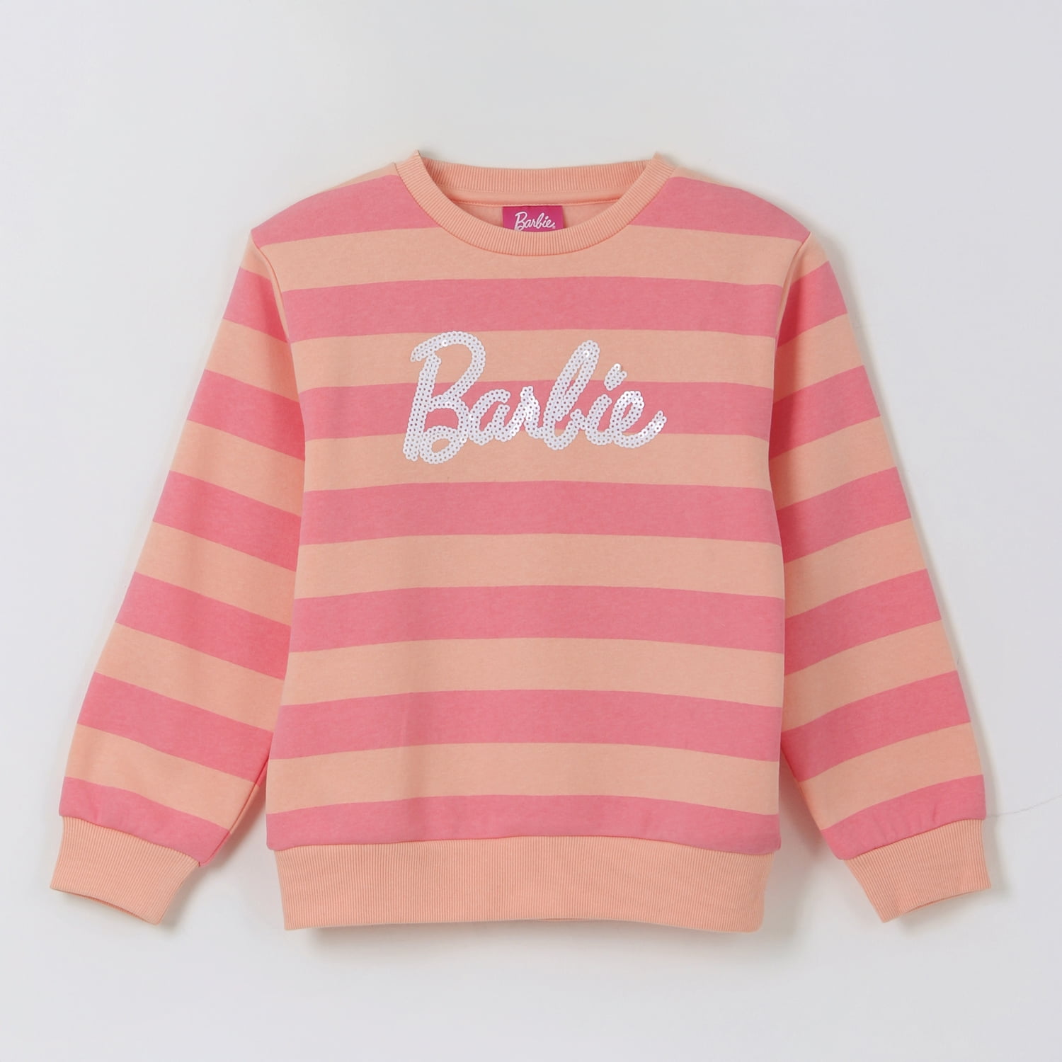 Polerón Cerrado Niña Rayas Rosado Barbie