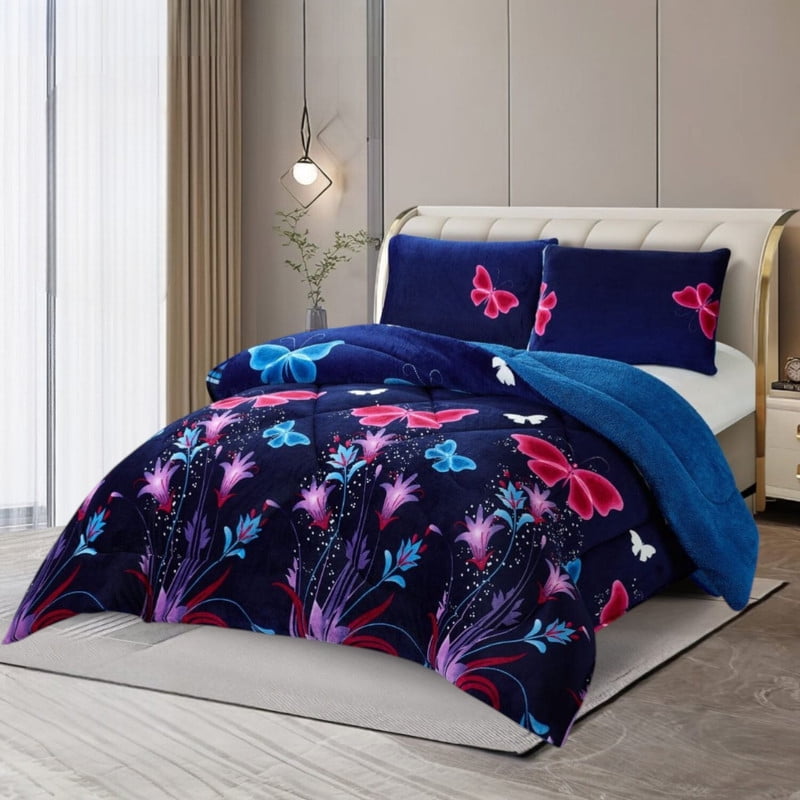 Genérico - Plumon De Invierno Plush Liso Con Chiporro De 2 Plazas + 2 Fundas Para Almohada Cipi2p-35