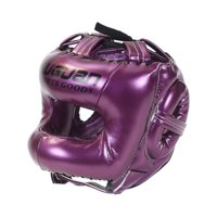 Ioensy - Casco De Boxeo Protección De Cabeza Acolchada Ajustable Para Sanda Karate Grappling S Púrpura