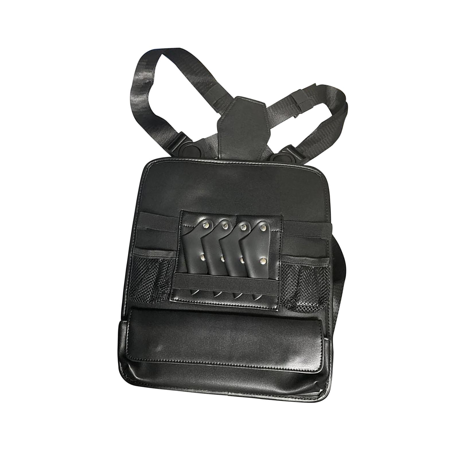 Magideal - Bolsa De Pecho Para Peluquero, Bolsa De Tijera De Peluquería, Versátil, Ligera, De Cuero Pu, Peines Para Cortapelos, Organizador, Bolsa De Herramienta Negro