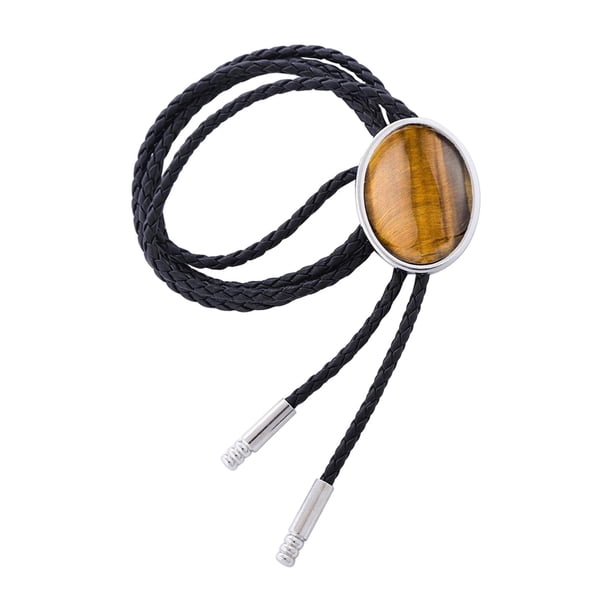 Corbata de bolo occidental retro, corbata para hombres, collar, corbata con colgante, joyería ovalada, accesorio de ropa para trajes de suéter de fest Amarillo marron