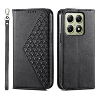 Funda Flip Foxdock Para Xiaomi 14T 5G , Estilo Billetera Con Diseño Rombo, Correa De Mano Y Soporte, Uso Diario