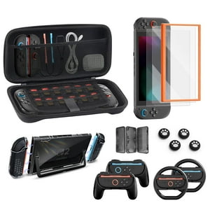 Genérico - Kit De Juegos 16 En 1 Compatible Con Switch 2 Con Funda De Transporte, Protectores De Pantalla Con Marco De Alineación, Volantes, Agarres Para Joycons Y Carcasa Protectora Acoplable Para La Consola