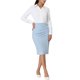 thumbnail image 2 of INSPIRE CHIC Falda lápiz de mujer para trabajar, cintura alta elástica, fruncida, bodycon, midi, M azul claro, 2 of 6