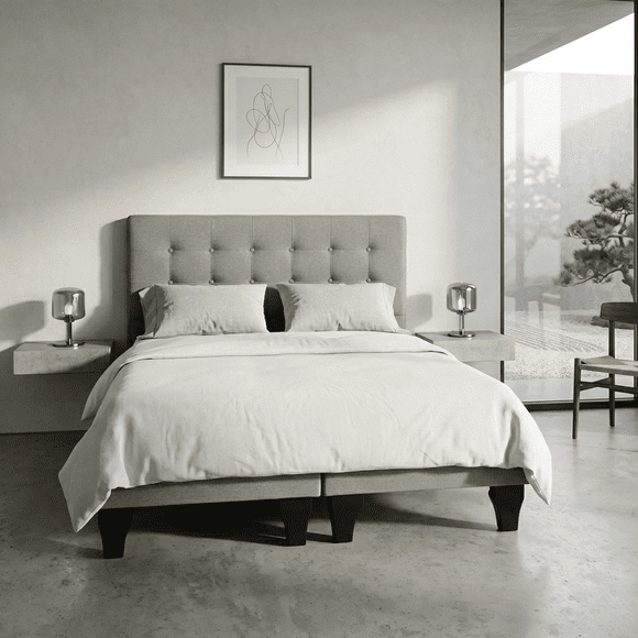 Base Dividida + Respaldo 2 Plazas Aurelia Tela Gris