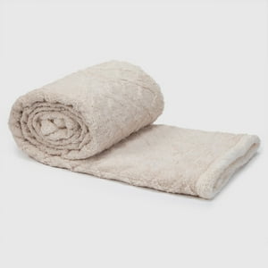 Relan - Manta Frazada Sherpa Jacquard Crema 1.5 Plazas