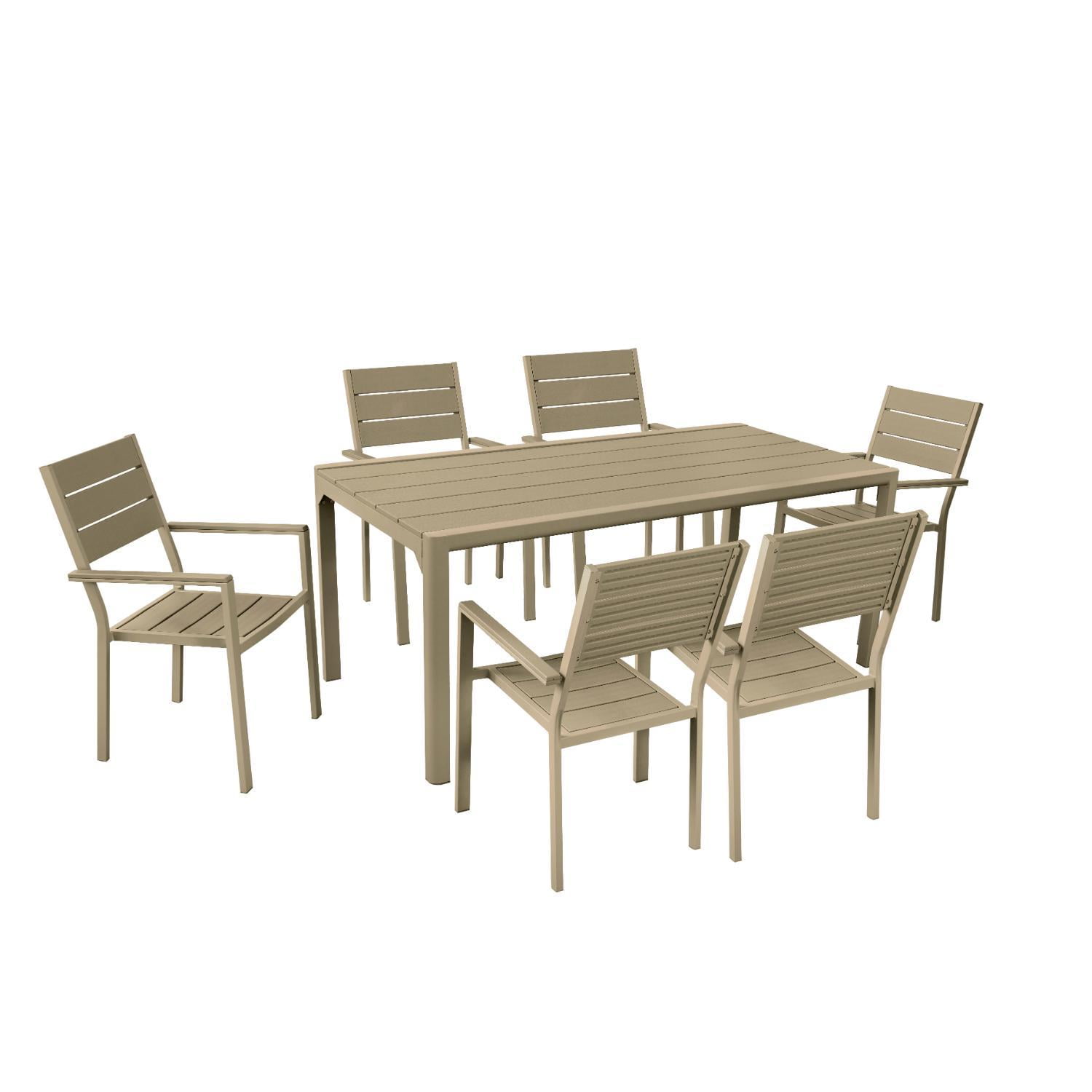 Juego Comedor Terraza 6 Personas Mesa 180x90cm Beige Northwest