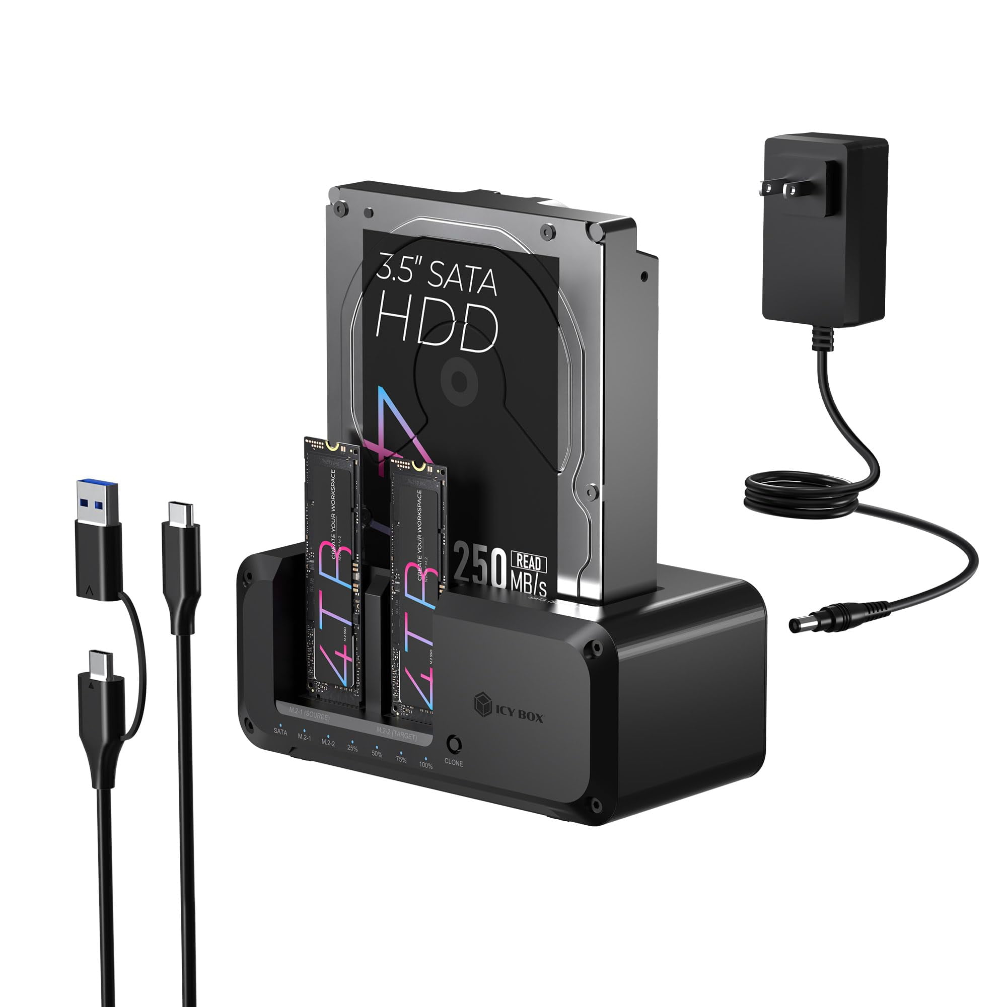 Estación De Acoplamiento Para Discos Duros Icy Box Ib-2924mscl-c31 Usb-c