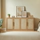 thumbnail image 1 of 67" Rattan 4-Door Buffet Cabinet, Boho Sideboard, Large Credenza Sideboard Buffet for Living Room, Hallway and Kitchen, Caramel Oak, 67''W x 15.75''D x 31.5''H., 1 of 3