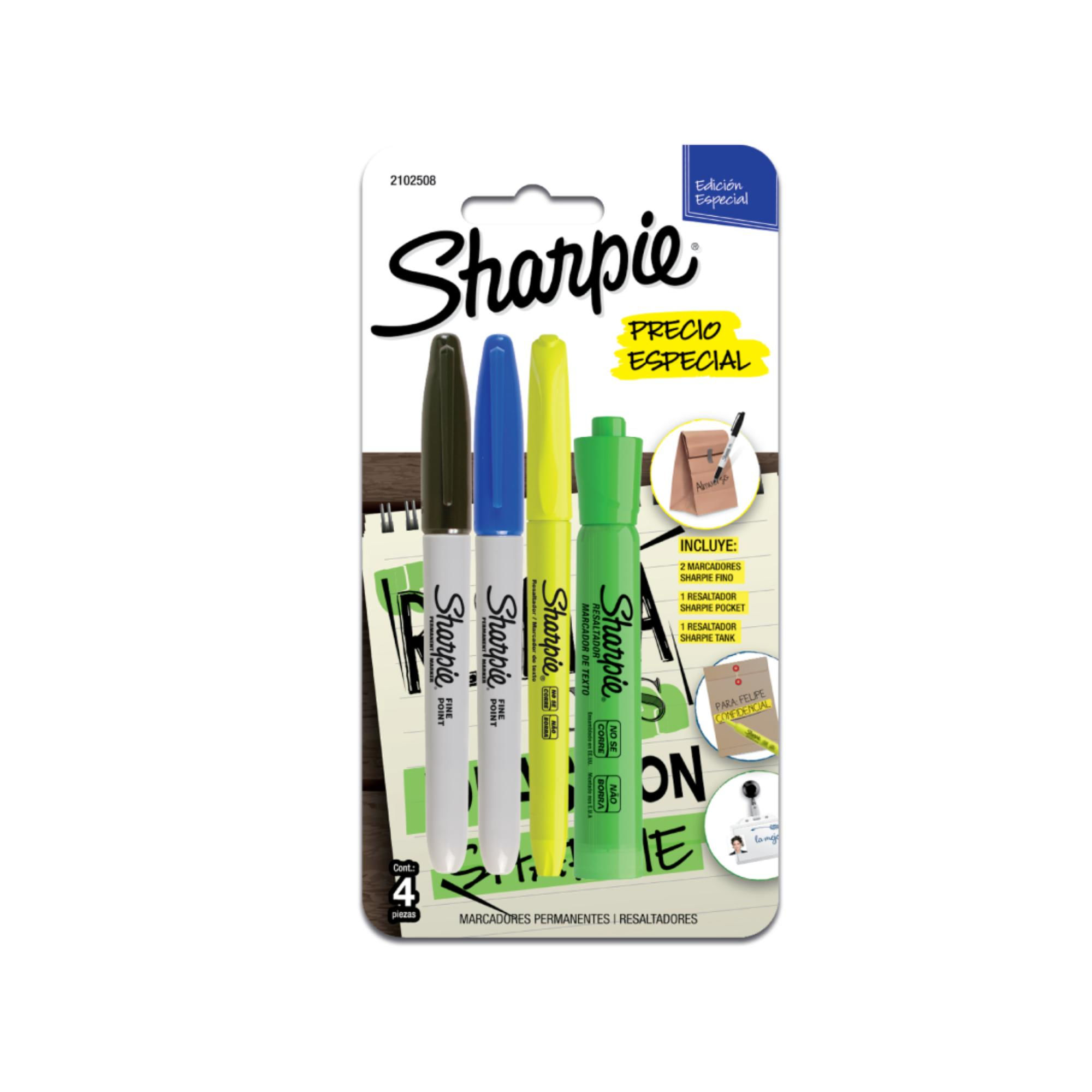 2 Marcadores + 2 Destacadores, Pack Escolar 1 Un Sharpie