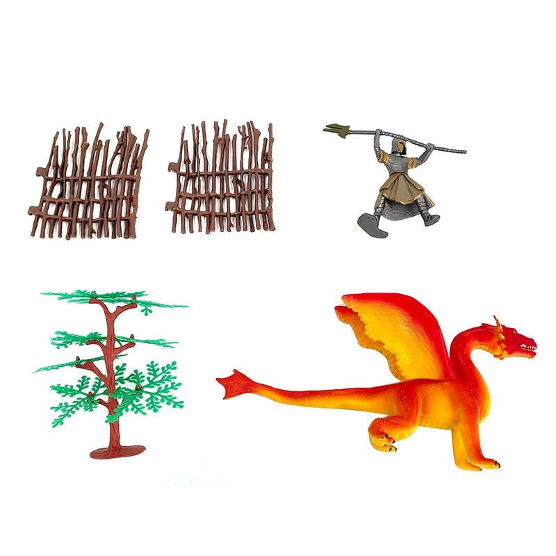 Adventure Force - Figura De Acción Dragón Naranja Con Caballero.