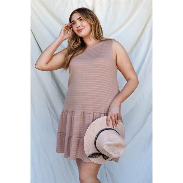 Vestido Mini Con Espalda Abierta Y Bajo Con Volantes Texturizado En Color Albaricoque Y Detalle De Lazo
