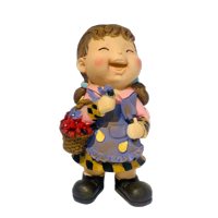 Decostilo - Figura Decorativa Niña Con Flores Vintage 29Cm