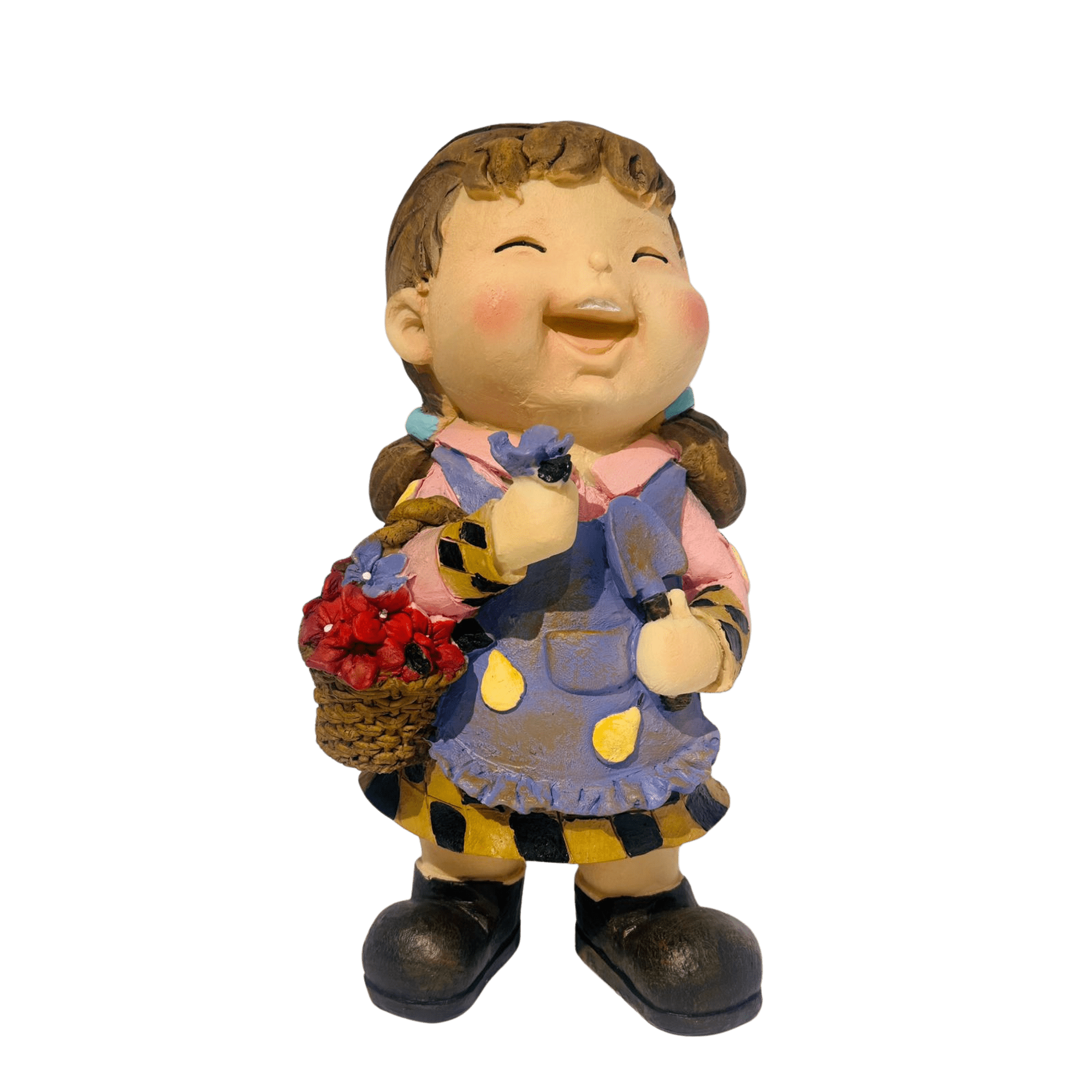 Decostilo - Figura Decorativa Niña Con Flores Vintage 29cm