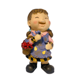 Decostilo - Figura Decorativa Niña Con Flores Vintage 29Cm