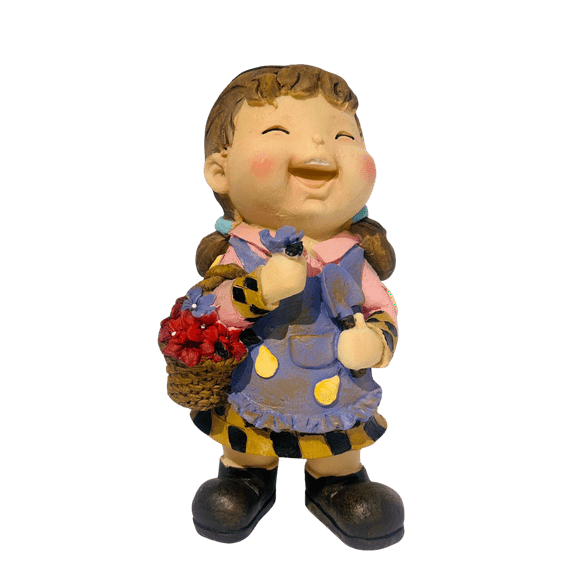 Figura Decorativa Niña Con Flores Vintage 29cm