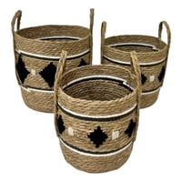 Genérico - Set De 3 Canastos Decorativos Yute Cestos Étnico Jhn