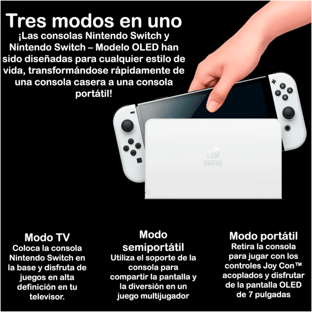 Consola Nintendo Switch Oled Portatil 64gb 7 Pulgadas Blanco | Lider
