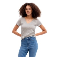 Camisa Gap Con Cuello En V, Manga Corta, Gris Jaspeado, Talla Mediana