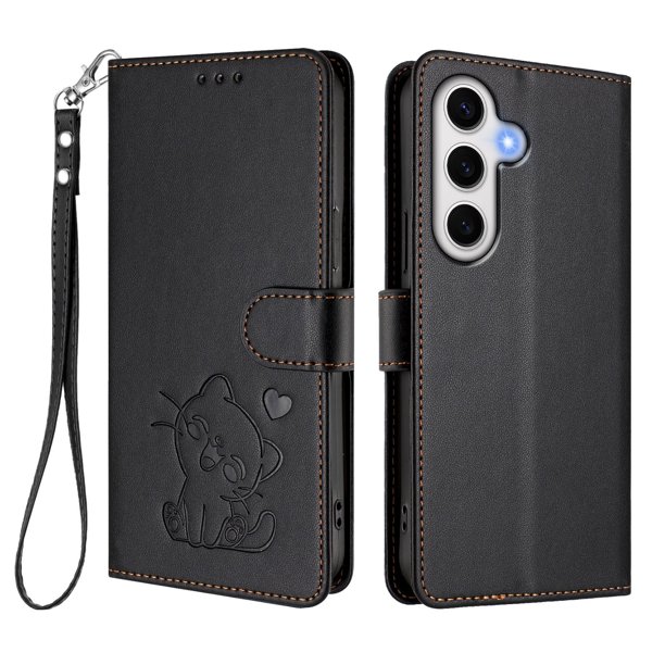 Samsung Galaxy S24 FE Funda Billetera con Estampado de Gato, Negro
