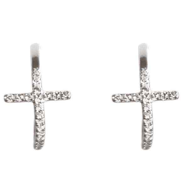 Aros Argolla Cruz con Circones en Plata 925
