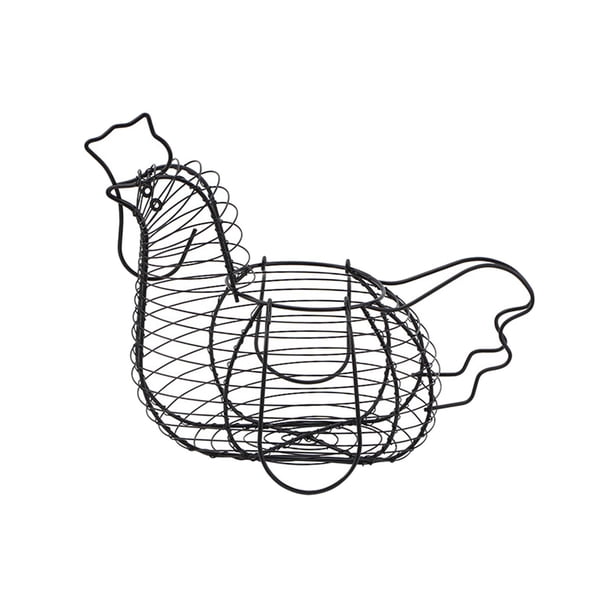 Cesta de huevos de gallina de metal, cesta de huevos de alambre de pollo vintage, cesta de recolección de alambre, estante de alimentos y verduras par